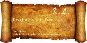 Krajcsik Lilian névjegykártya